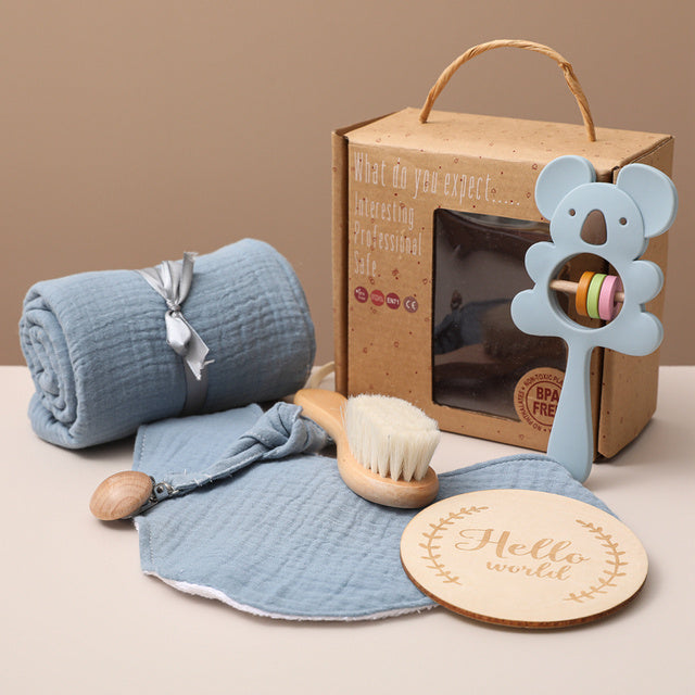 Bopoobo – Coffret Bébé 3-en-1 : Jouets de Bain, Couverture d’Emmaillotage.